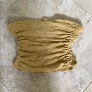 Free People Boulevard Ruched Tube Top SIZE S/P Color: GOLD
